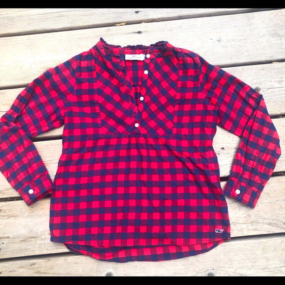 Vineyard Vines Girl’s Red Plaid Shirt